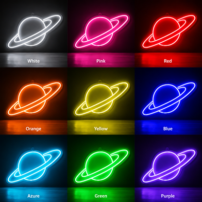 Planet Saturn LED Neon Sign Bedroom Wall Art - 05 Color Grid