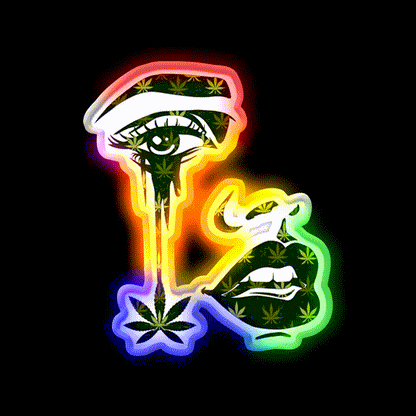 Plant Tear Drip Hemp Inspired Green Leaf Led Neon Sign Rgb Color - LED neon sign close-up detail