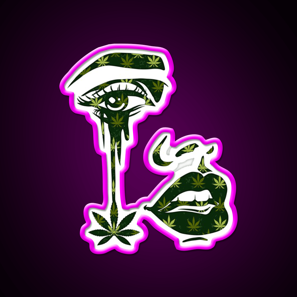 Plant Tear Drip Hemp Inspired Green Leaf Led Neon Sign Rgb Color - Shineneon