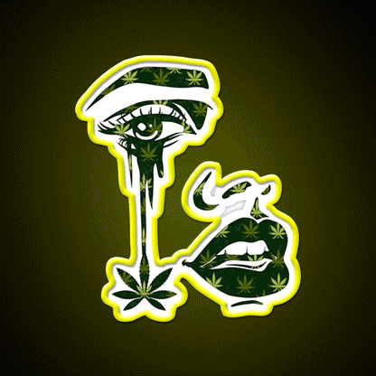 Plant Tear Drip Hemp Inspired Green Leaf Led Neon Sign Rgb Color - Custom LED neon sign front view