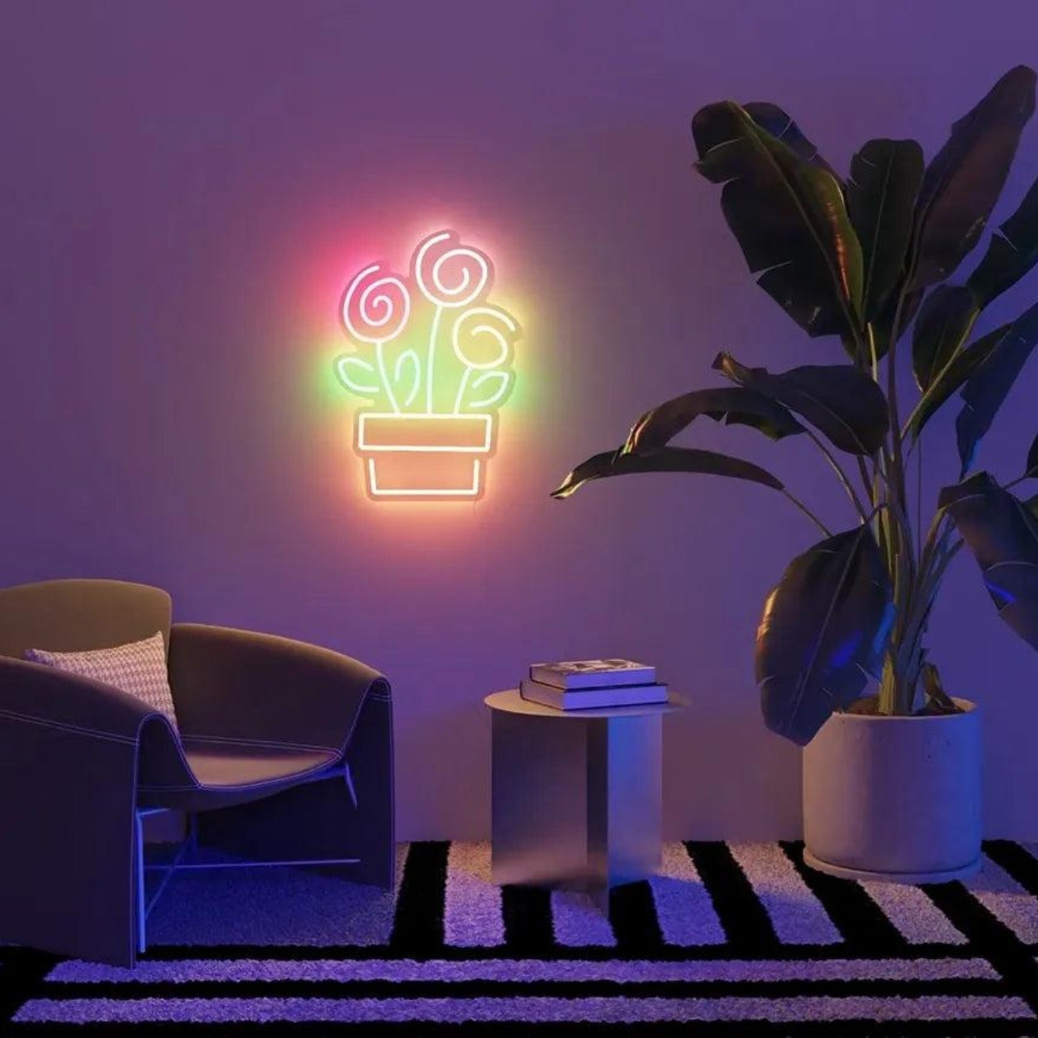 Planted Pop Cartoon Flower Led Neon Sign For Home Cafe Wall Decor | Shineneon