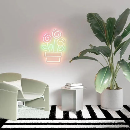 Planted Pop Cartoon Flower Led Neon Sign For Home Cafe Wall Decor | Shineneon