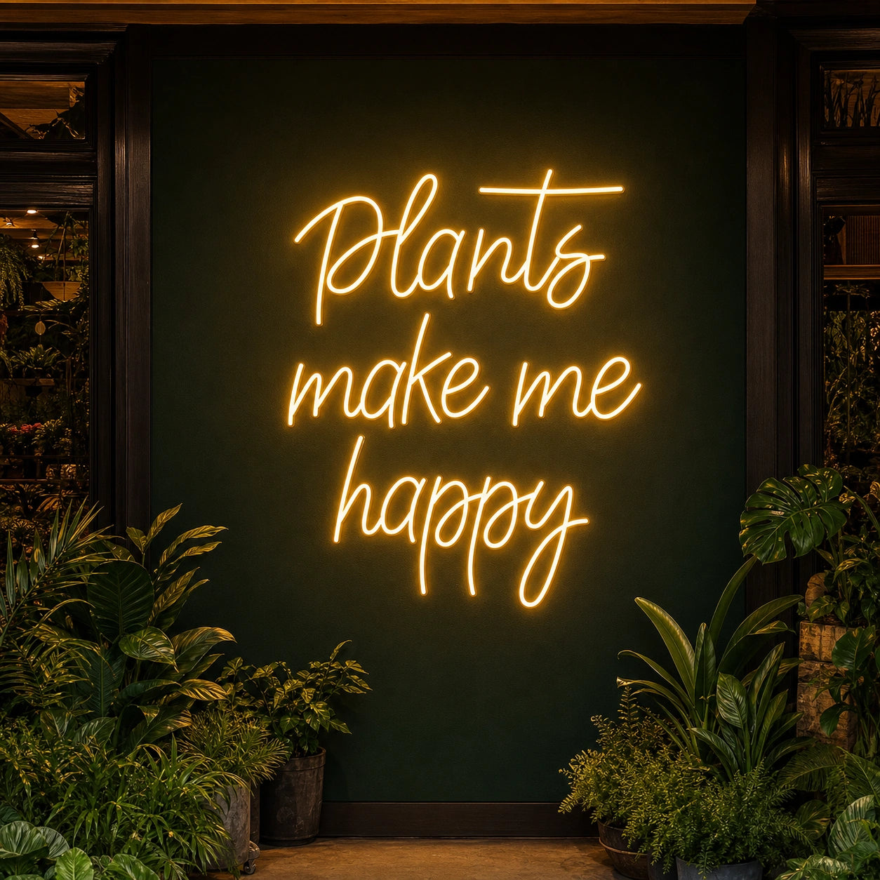 Plants Make Me Happy LED Neon Sign Garage Man Cave Neon Sign high-converting product image