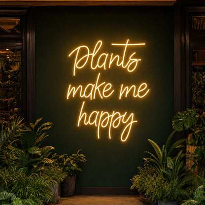 Plants Make Me Happy LED Neon Sign Garage Man Cave Neon Sign high-converting product image