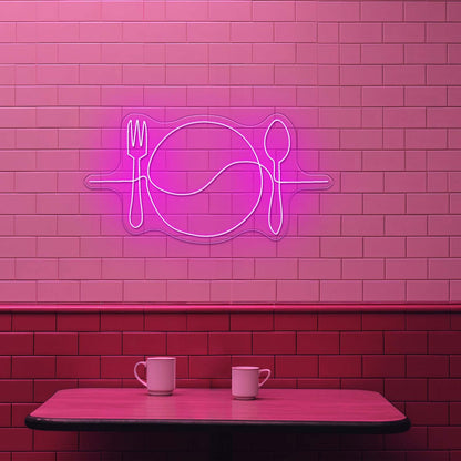Plate Line Art Neon Signs For Kitchen - Shineneon