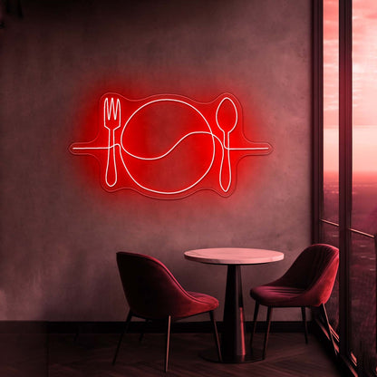 Plate Line Art Neon Signs For Kitchen - Shineneon