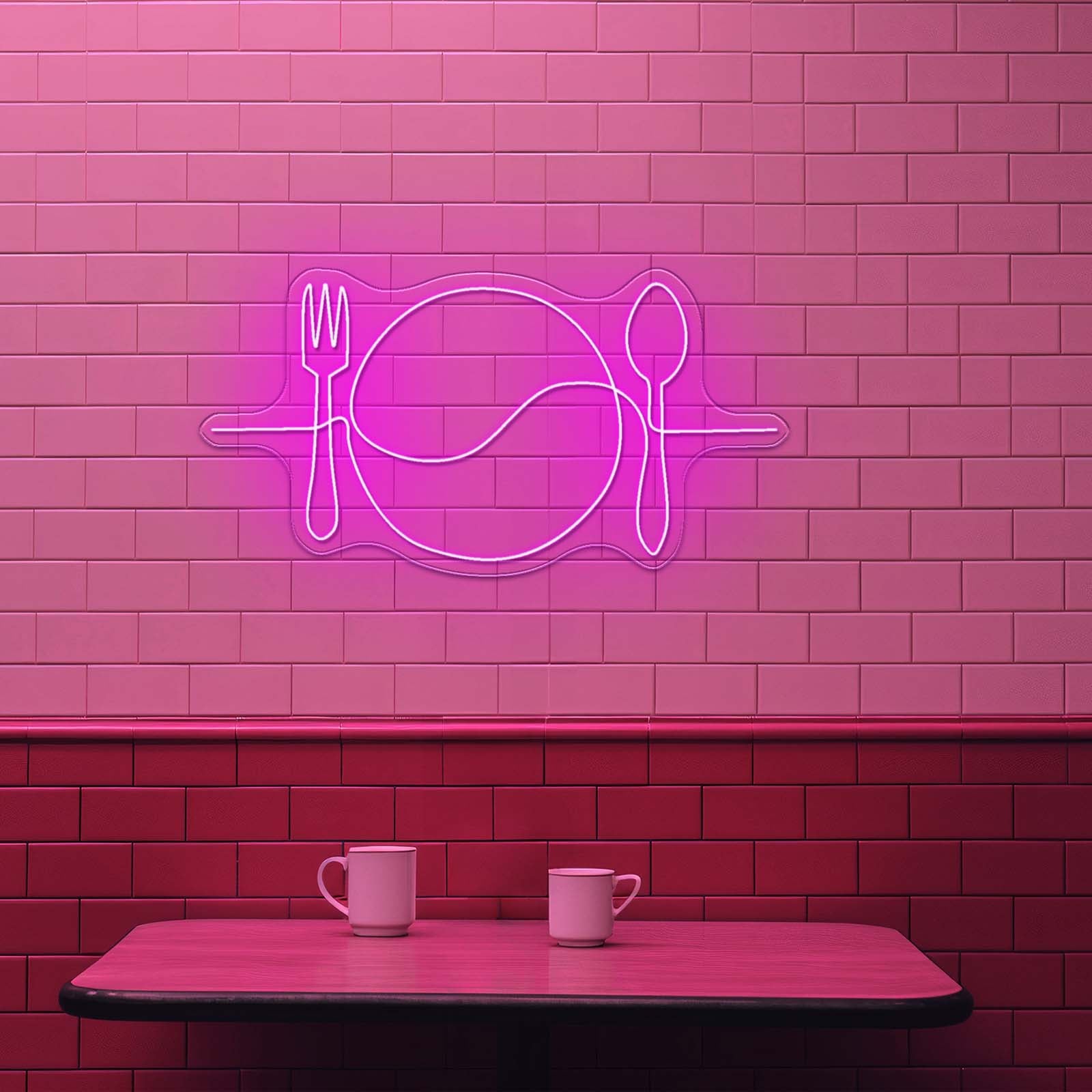 Plate Line Art Neon Signs For Kitchen