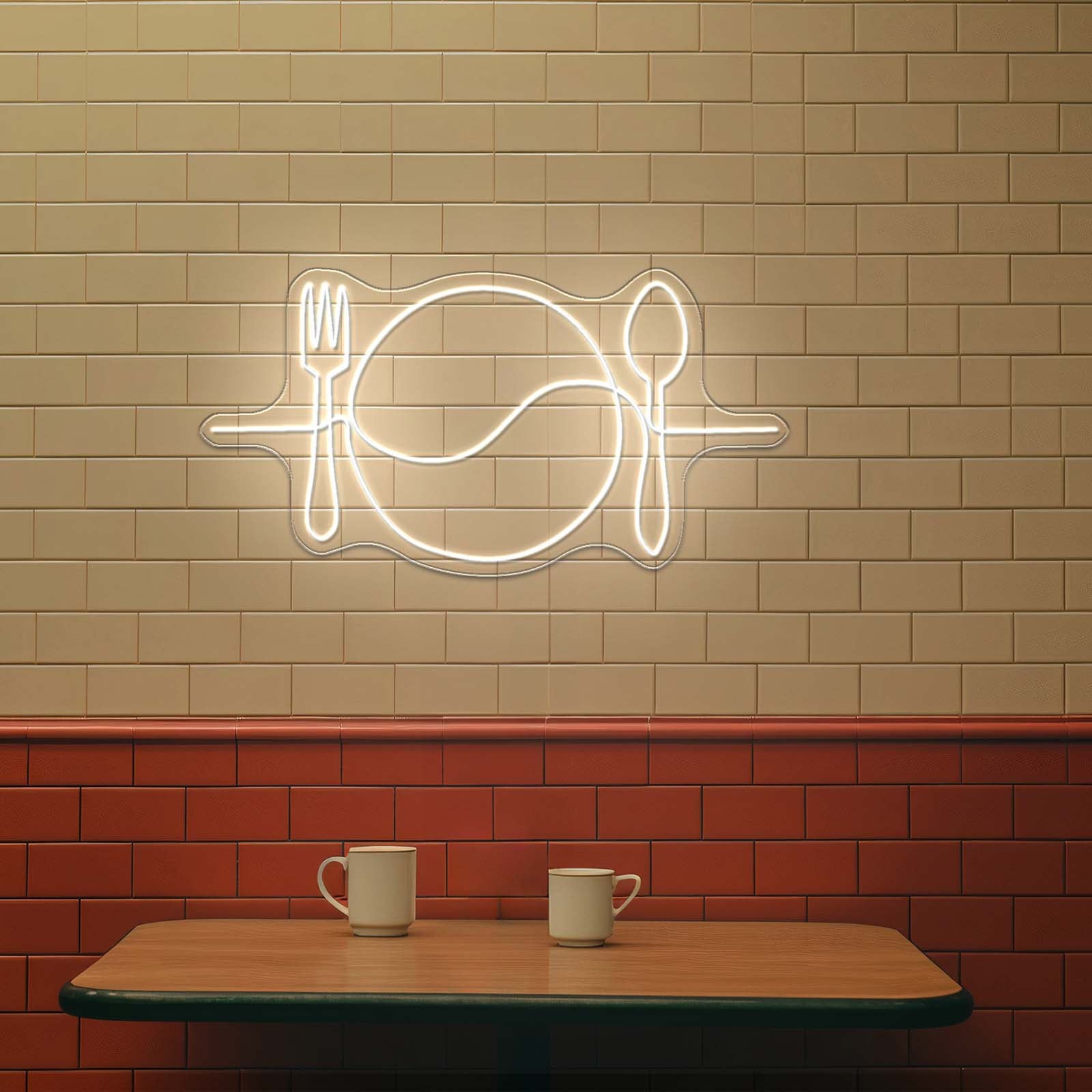 Plate Line Art Neon Signs For Kitchen