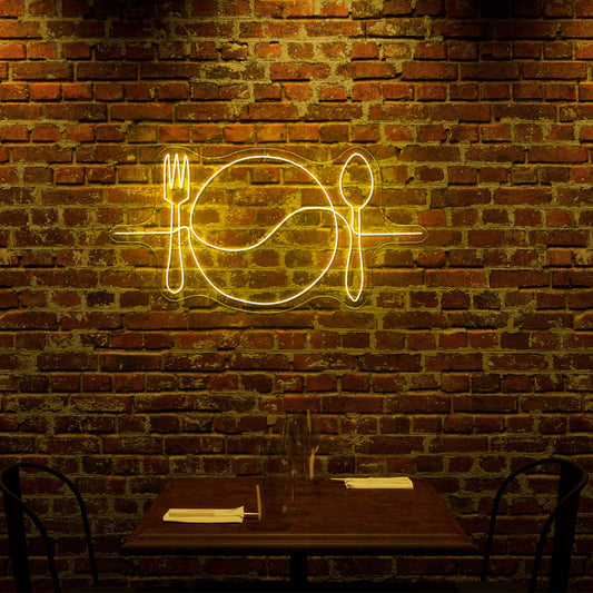 Plate Line Art Neon Signs For Kitchen