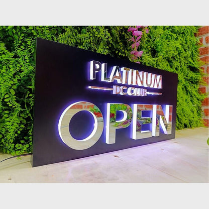 Platinum Open Acrylic Business Logo Sign - Shineneon
