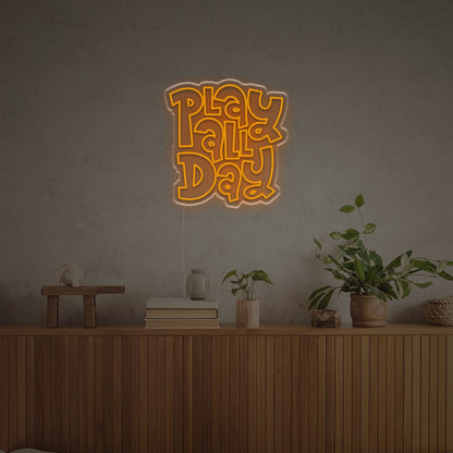 Play All Day By Fat Font Led Neon Sign Brings Vibrant Fun | Shineneon