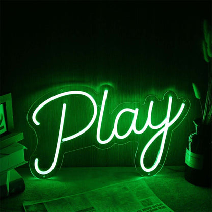 Play Green Font Led Neon Sign - Shineneon