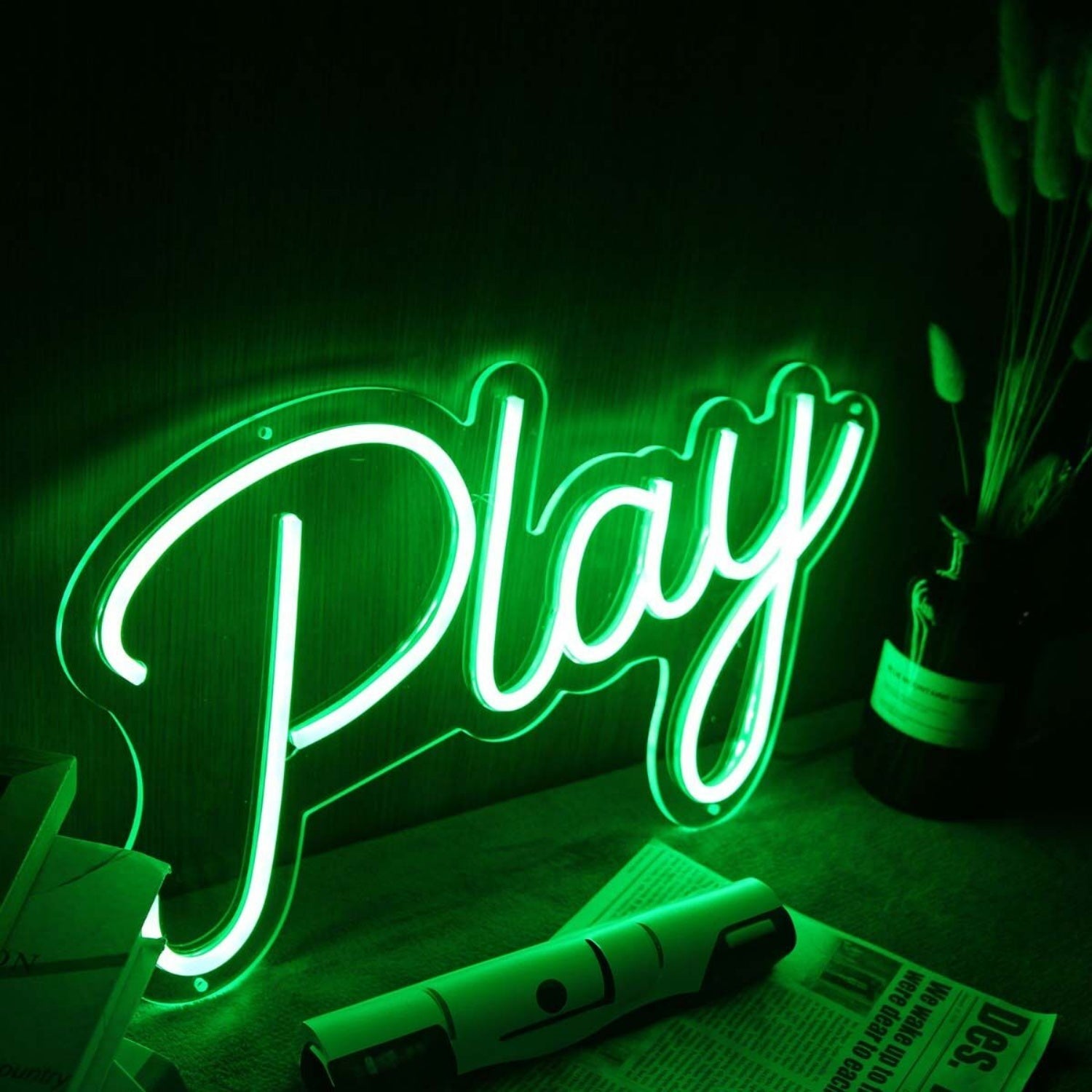 Play Green Font Led Neon Sign - Shineneon