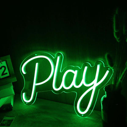 Play Green Font Led Neon Sign - Shineneon