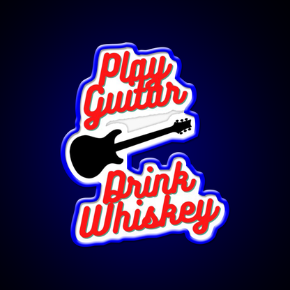 Play Guitar Drink Whiskey Drink Bar Led Neon Sign Rgb Color