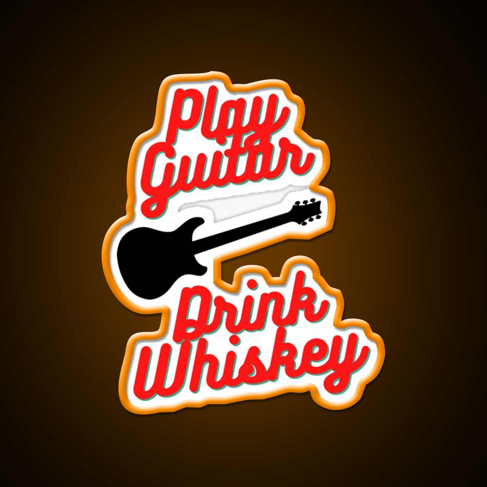 Play Guitar Drink Whiskey Drink Bar Led Neon Sign Rgb Color