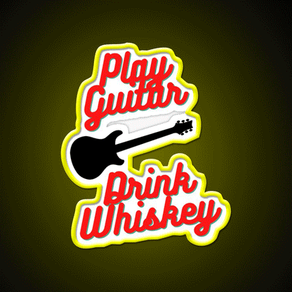 Play Guitar Drink Whiskey Drink Bar Led Neon Sign Rgb Color