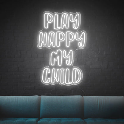 Play Happy My Child Amber Glow Led Neon Sign For Kids Room Family Decor | Shineneon