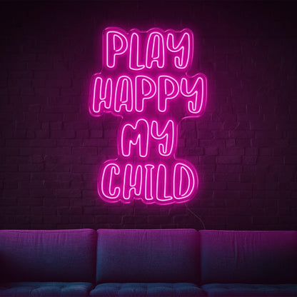 Play Happy My Child Amber Glow Led Neon Sign For Kids Room Family Decor | Shineneon