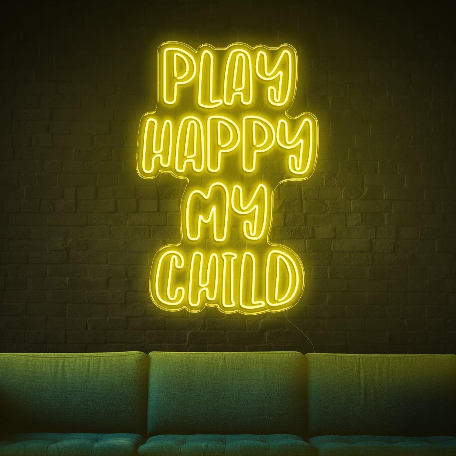 Play Happy My Child Amber Glow Led Neon Sign For Kids Room Family Decor | Shineneon