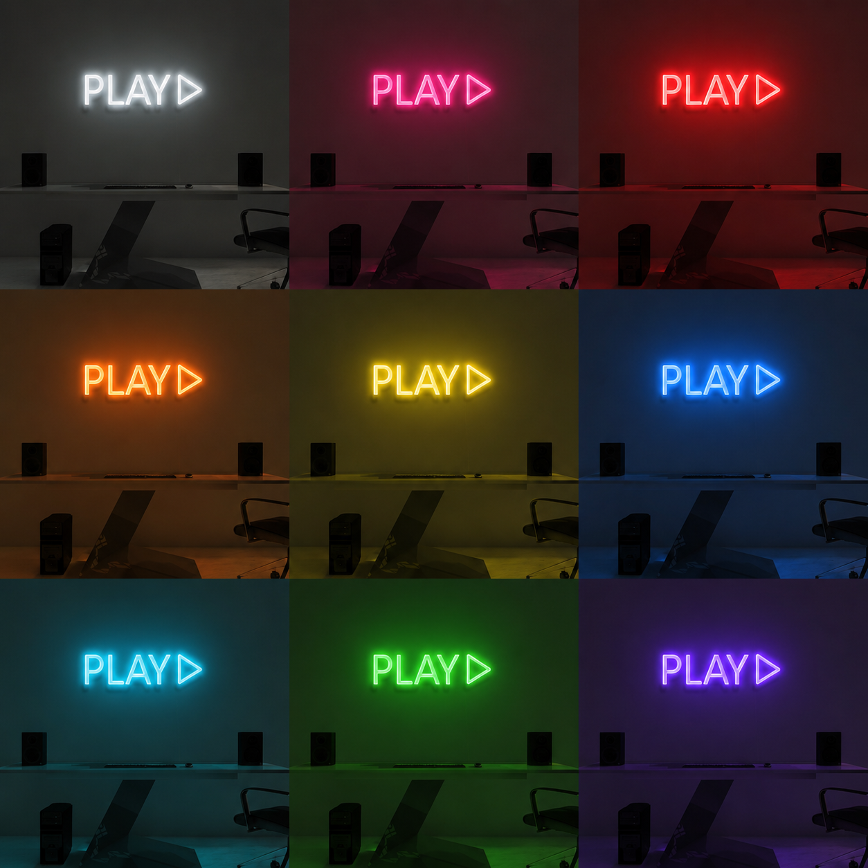 Play Lamp Wall Decor LED Neon Sign color grid