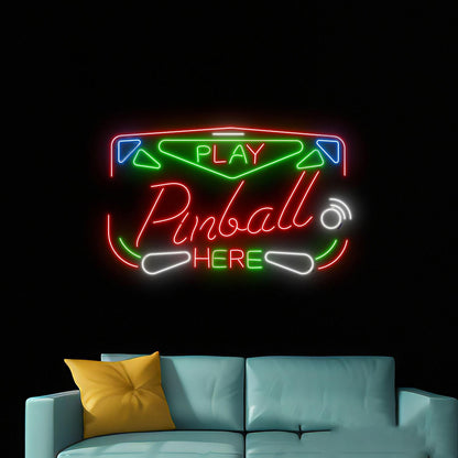 Play Pinball Here Led Neon Sign For Bar Party Wall Decor | Shineneon
