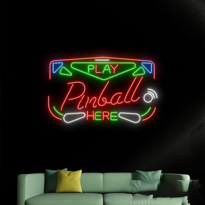 Play Pinball Here Led Neon Sign For Bar Party Wall Decor | Shineneon