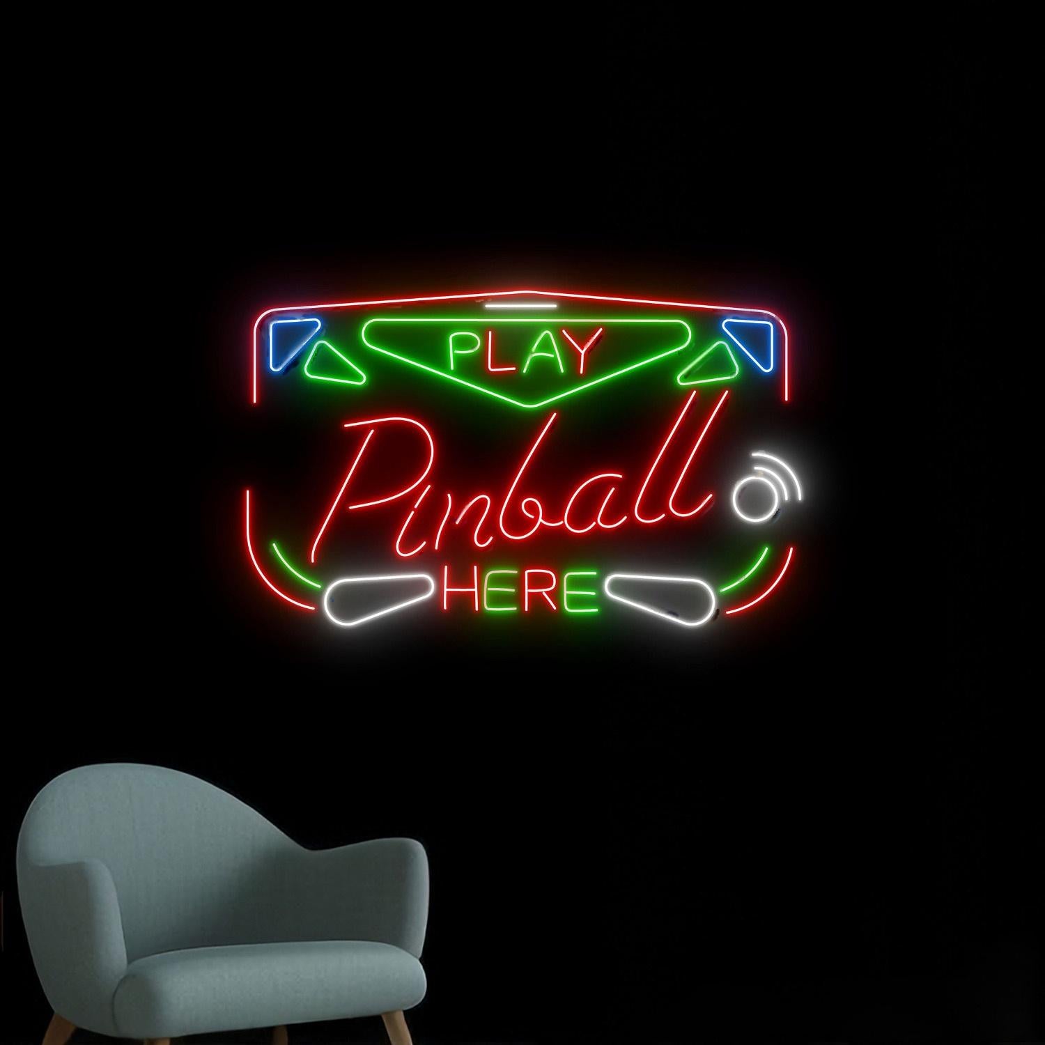 Play Pinball Here Led Neon Sign For Bar Party Wall Decor | Shineneon