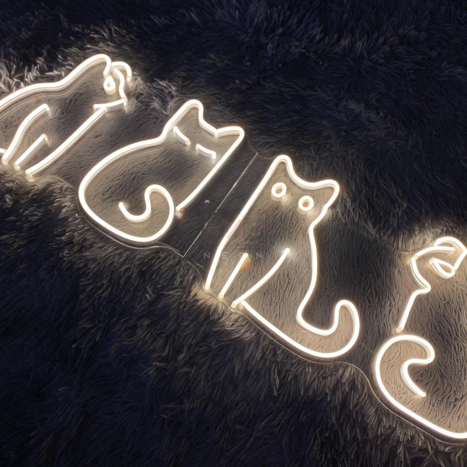 Playful Cat Silhouettes Led Neon Sign For Home Decor Pet Cafes | Shineneon