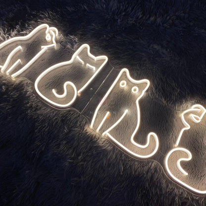 Playful Cat Silhouettes Led Neon Sign For Home Decor Pet Cafes | Shineneon