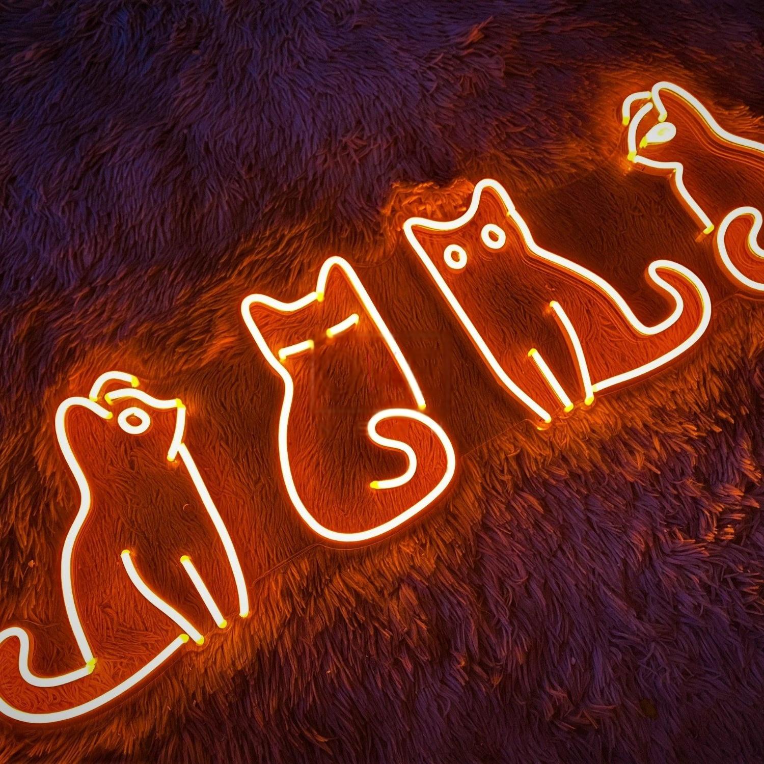 Playful Cat Silhouettes Led Neon Sign For Home Decor Pet Cafes | Shineneon