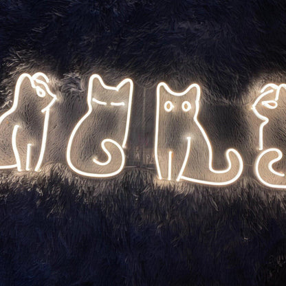 Playful Cat Silhouettes Led Neon Sign For Home Decor Pet Cafes | Shineneon