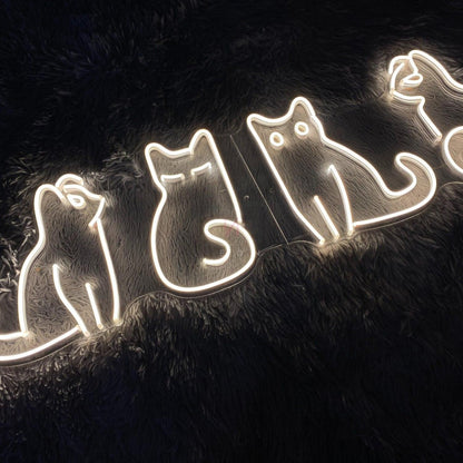Playful Cat Silhouettes Led Neon Sign For Home Decor Pet Cafes | Shineneon
