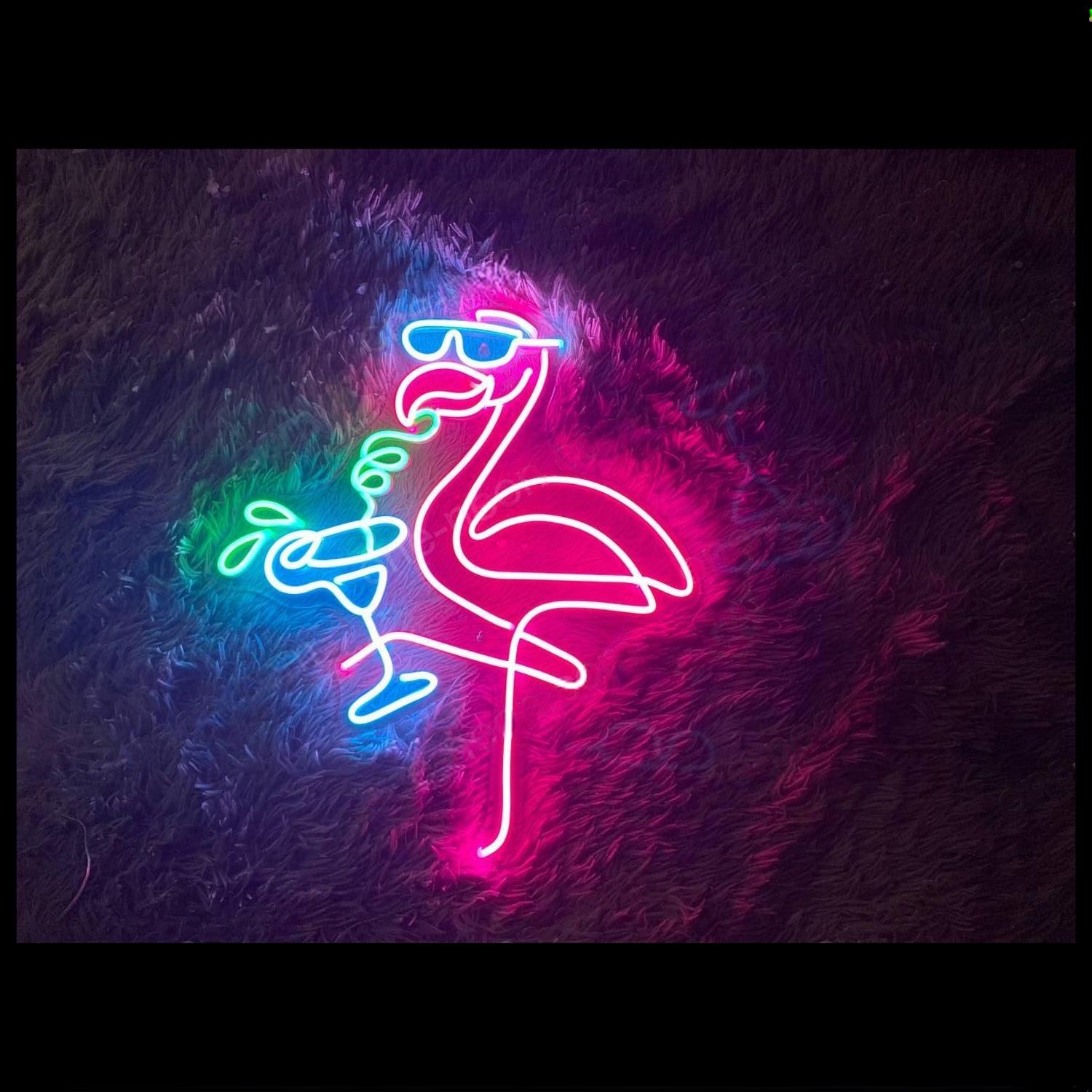 Playful Flamingo Cocktail Led Neon Sign Bar Home Decor | Shineneon