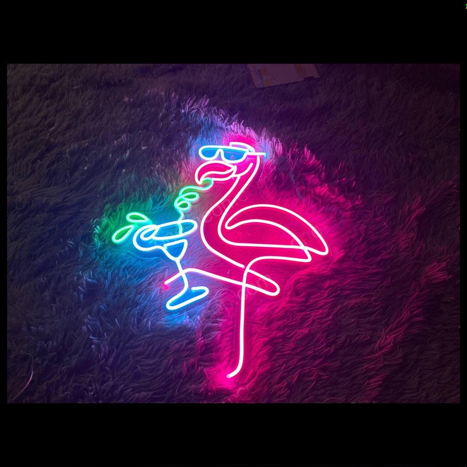 Playful Flamingo Cocktail Led Neon Sign Bar Home Decor | Shineneon