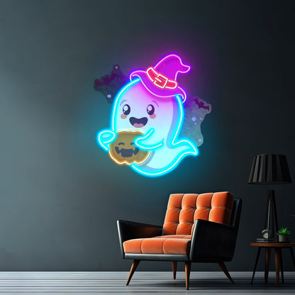 Playful Ghost Floating Led Neon Sign Light Custom Led Signs