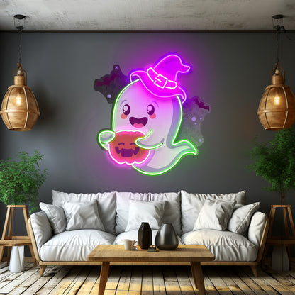 Playful Ghost Floating Led Neon Sign Light Custom Led Signs