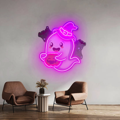 Playful Ghost Floating Led Neon Sign Light Custom Led Signs