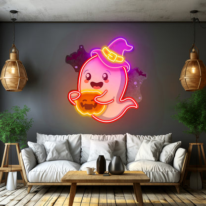 Playful Ghost Floating Led Neon Sign Light Custom Led Signs