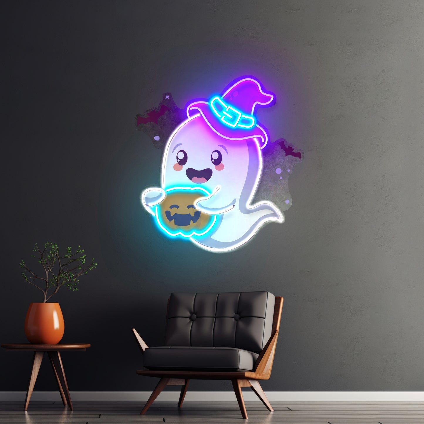 Playful Ghost Floating Led Neon Sign Light Custom Led Signs