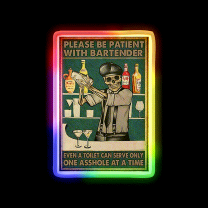 Please Be Patient With Bartender Man Cave Bar Led Neon Sign Rgb Color