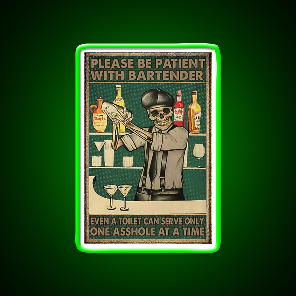 Please Be Patient With Bartender Man Cave Bar Led Neon Sign Rgb Color