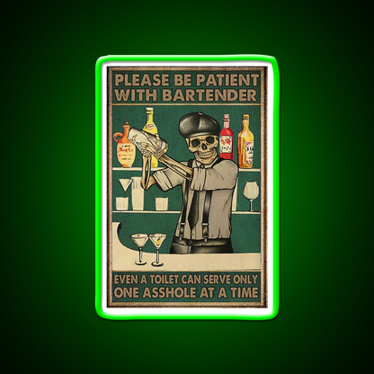 Please Be Patient With Bartender Man Cave Bar Led Neon Sign Rgb Color