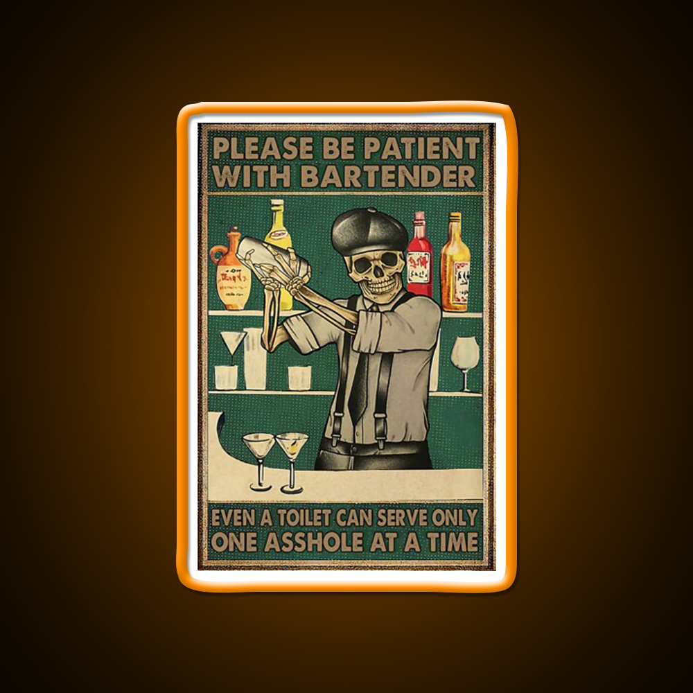 Please Be Patient With Bartender Man Cave Bar Led Neon Sign Rgb Color
