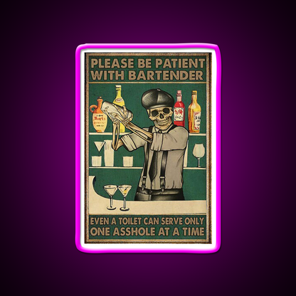 Please Be Patient With Bartender Man Cave Bar Led Neon Sign Rgb Color