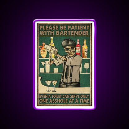 Please Be Patient With Bartender Man Cave Bar Led Neon Sign Rgb Color
