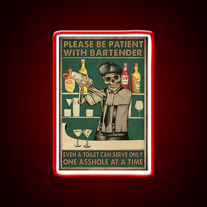 Please Be Patient With Bartender Man Cave Bar Led Neon Sign Rgb Color