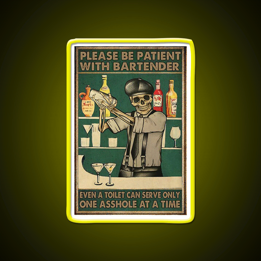 Please Be Patient With Bartender Man Cave Bar Led Neon Sign Rgb Color