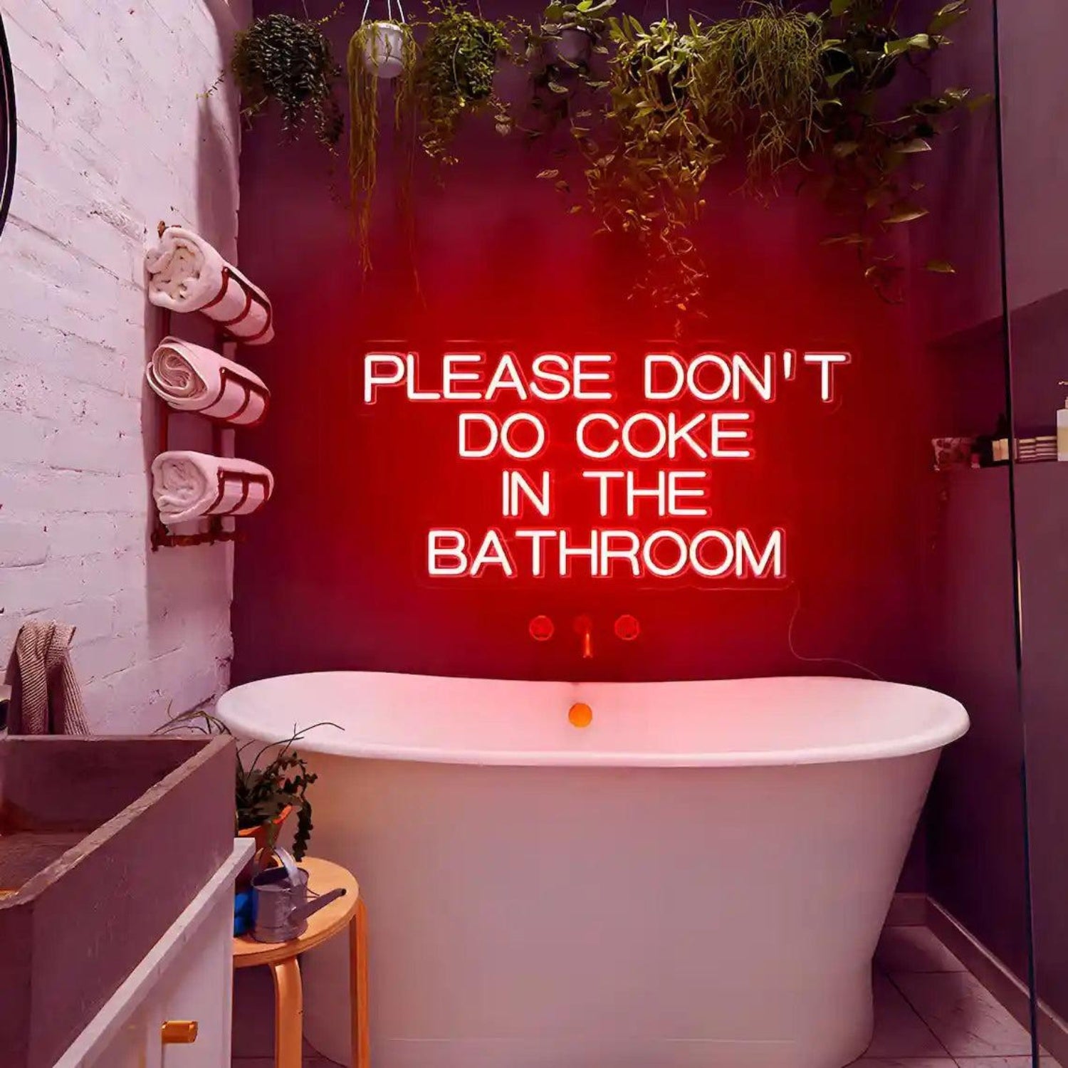 Please Dont Do Coke White Led Neon Sign With Red Background For Bathroom Decor | Shineneon