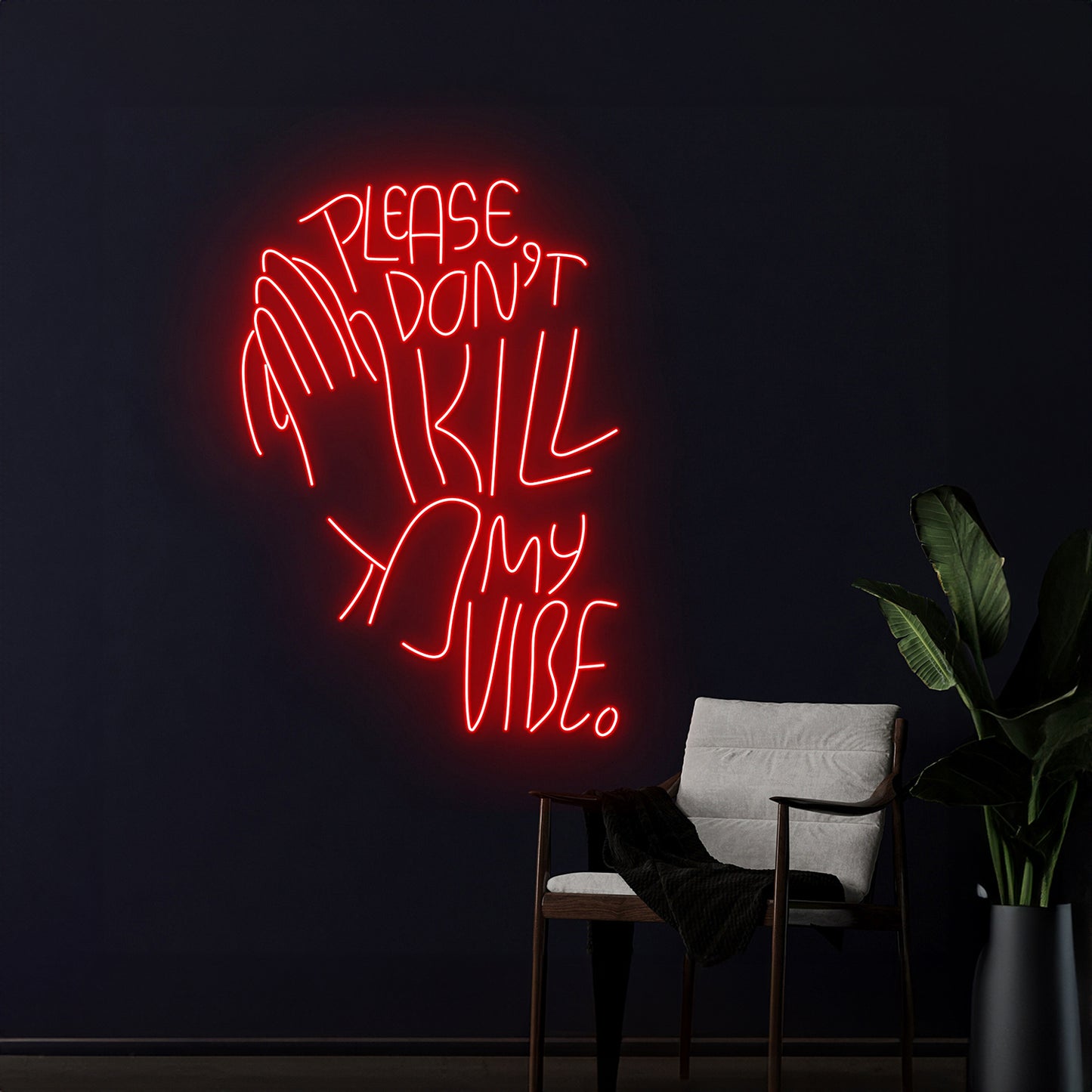 Please Dont Kill My Vibe Praying Hands Neon Sign